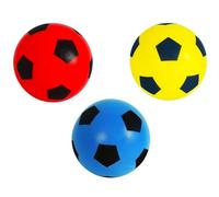HTI Fun Sport Foam Footballs 3 Pack - Soft 19.4cm Sponge Balls for Indoor & Outdoor Play | Lightweight & Durable | For Kids, Teens & Adults | Red, Blue & Yellow | Age 3+