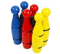 HTI Fun Sport Kids Garden Games Skittles Playset | 8 Pack Of Multicoloured Skittles With 2 Bowling balls | Garden Games for Kids Camping and Holiday Games | Perfect For Sports Day Games | Ages 3+