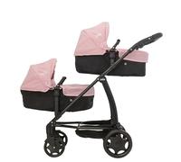 HTI Joie Junior Evalite Twin Pushchair | Pink & Black Double Pushchair | Double Dolls Pram with Adjustable Height Handle And Multiple Seat Options | Suitable For Ages 3+, 81*43.5*90 cm