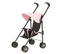 HTI Joie Mini Pushchair | Childrens Stroller Pram In Black & Pink | Childrens Baby Doll Stroller Toy Umbrella Fold Stroller | Role Play Toy Dolls Buggy Pushchair | Ages 3+, 58*26.5*40.5 cm