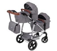 HTI Twin Elite Pushchair | Pushchair With 9 Modes | Double Dolls Pram with Adjustable Height Handle And Multiple Seat Options | Children's Pram Toy & Accessories | 3+, 86*44.5*89 cm