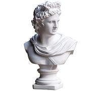 HTian Apollo Bust Head Statue Ornaments 31cm Resin Character Model Sculpture Classical Ancient Greek Statue Figurine For Decoration Collection
