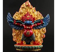 HTian Guardian Buddha Statue Figurines, Gold Winged Bird Sculpture Home Office Resin Painted Small Buddha Decoration