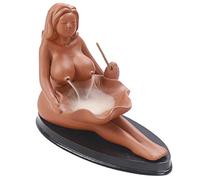 HTian Purple Sand Crafts Unique Women Statue Backflow Incense Burner Waterfall Breast Smoke Incense Holder Ceramic Aromatherapy Decor Furnace