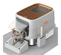 HTii-ë® Stainless Steel Cat Litter Box, Extra Large Litter Box for Cats, Enclosed Metal Kitty Litter Box with Litter Scooper, Odor-Urine-Proof, Non-Sticky, Easy Rinse Cleaning (Grey)