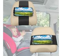 HTLAKIKJ 2 Pack Car Headrest Phone Mount Holder Fits All 3.5-7 Inch Cell Phone and Devices Silicone Car Phone Mount Holder for Kids in Back Seats - Black (Black 2 Pack)
