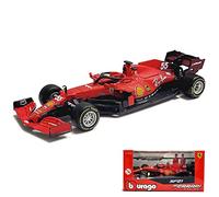 HTLNUZD 1:43 Bburago 2021 SF21 F1#55 Carlos Sainz 1/43 Static Simulation Diecast Alloy F1 Formula Toy Racing Model (Standard Version)