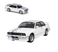 HTLNUZD Bburago 1/24 Alloy Supercar for BMW M3 E30 Racing Car Die Cast Collection Vehicles Miniature Scale Model Collectible Gift (White)