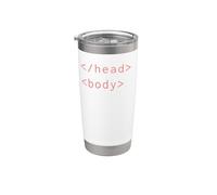 HTML Head Body Tags Syntax Coding Web Developer CSS Coder Stainless Steel Insulated Tumbler