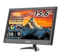 HTNZIR 15.6" PC Monitor, 1920x1080P FHD IPS Display, Computer Monitor with HDMI/VGA/BNC/AV/USB/AV Port, Built-in Speakers, for CCTV Raspberry Pi PC