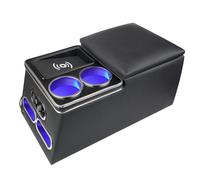 Htostar Racing Upgrade Universal Center Console Organizer with Inductive Charging Stand, Fast Charging, Cup Holder, and Phone Holder for Car, Truck, and Van, Back Bench Seat Armrest Middle Storage Box