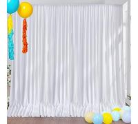 Htper 10ft x 10ft White Backdrop Curtain Panels for Parties, Wrinkle Resistant Thick Polyester Wedding Backdrop Drapes for Party Birthday Backdrop Photography Home Decorations