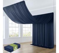 Htper 10ft x 20ft Navy Blue Ceiling Drapes for Wedding Parties, Wrinkle Free Thick Polyester 20ft Extra Long Wedding Draping Blue Ceiling Curtains Arch Drapery for Birthday Party Canopy Tent Decor