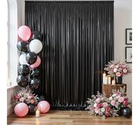 HTPER 3 x 3 m Black Glitter Curtain - 2 Pieces 1.5 x 3 m Wrinkle-Free Sequin Background, Shimmering Decorative Fabric Curtains for Wedding, Birthday, Photo Shoot, Graduation