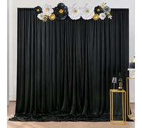 Htper 3x3m Black Curtain for Backdrops, Party & Wedding Background, Polyester Curtains for Birthday, Baby Shower, Christening, Bridal Shower