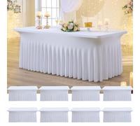 Htper 8pk Spandex Tablecloth for 6ft Rectangle Tables, Wrinkle Free Fitted Table Cover, Desk Skirt for Parties Weddings Birthday Banquet Baby Shower