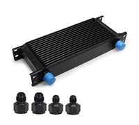HTRACING 16 Row AN10 10AN Transmission Oil Cooler Kit Stacked Plate With 6AN 8AN Adapter Universal Engine Transmission British Radiator Oil Cooler Condenser Aluminium Alloy Black
