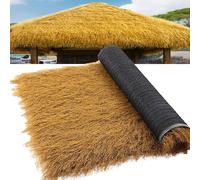 HTRDHT Premium Artificial Thatch Straw Roof Roll - Ultra-Realistic DIY Synthetic Thatch Roofing for Tiki Bars & Gardens - Natural-Looking Yellow Artificial Palm Thatch - Easy to Cut & In(Size:0.5x15m)
