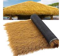 HTRDHT Premium Artificial Thatch Straw Roof Roll - Ultra-Realistic DIY Synthetic Thatch Roofing for Tiki Bars & Gardens - Natural-Looking Yellow Artificial Palm Thatch - Easy to Cut & Ins(Size:0.5x1m)