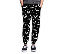 Htrewtregregre Funny 80s Mens Joggers Sweatpants,Casual Fashion Drawstring Running Pants with Pockets, 90s Outfit for Men, Halloween Moon Gothic Bats, XXL