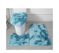 HTRJAPL 3-Piece Toilet Cover Cover Gray Red Bathroom Mat and Floor Mat Bathroom Carpet Toilet seat Cushion(Blu)