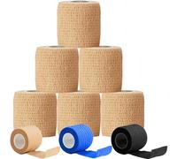 HTRTRR 6 Rolls Elastic Bandage Wrap 4.5M x 5CM - Skin Colour Self-Adhesive Cohesive Tape for First Aid, Knee, Ankle, Gym, Hiking, Everyday Injuries - Breathable, Latex-Free,Tearable - Beige