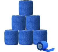 HTRTRR 6 Rolls of Elastic Cohesive Tape 4.5M x 5CM, Breathable & Flexible First Aid Wrap for Sports Injuries, Wrist, Ankle, Muscle Recovery - Tearable & Latex-Free - Navy Blue