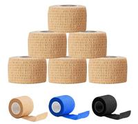 HTRTRR 6 Rolls Skin Colour Cohesive Bandage Wrap - 4.5M x 2.5CM Slim Self-Adhesive First Aid Tape for Fingers, Toes, Minor Injuries, Travel, DIY & Pet Care - Tearable, Latex-Free, Breathable Tape