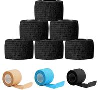 HTRTRR 6 Rolls Thin Black Cohesive Bandage 4.5M x 2.5CM - Finger & Toe Wrap Tape, Tearable Self-Adhesive Compression Tape for First Aid, Blisters, Pet Care, DIY & Sports - Breathable & Latex-Free