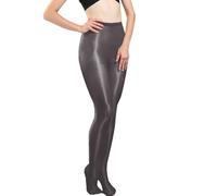 HTRUIYATY 70D Women Shiny Tights Oil Silk Shimmer Tights Glossy Dance Tights High Stretch Pantyhose Shaping for Women Grey