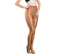 HTRUIYATY 70D Women Shiny Tights Oil Silk Shimmer Tights Glossy Dance Tights High Stretch Pantyhose Shaping for Women Brown