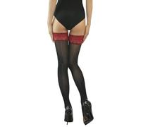 HTRUIYATY Women's Oily Glossy Thigh High Stockings Shiny Hold Ups Stockings 8 Denier Sexy Lace Top Stay Up Nylon Sheer Stockings