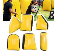 HTRY 6PCS Inflatable Battle Bunkers Set, Camouflage/Yellow Air Obstacles For Archery Tag, Paintball, Laser Tag, Airsoft & Outdoor Combat Games, Portable PVC Inflatable Barriers(Color:Yellow)