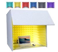 HTRY Portable Vocal Booth, Desktop Soundproof Cover, Studio Mic Sound Absorbing Foam, For Recording, Singing, Game Live Streaming, Voice Chat(Size:60×60×60×20cm,Color:Yellow)