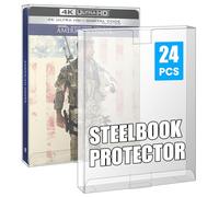 HTRYBNES 24 Pack Steelbook Protector Case Compatible with 4K UHD, Blu-Ray, Arrow Video w/Slipcover, Criterion, PS3 PS4 PS5 Games & Steelbooks - Crystal Clear Heavy Duty Display Box