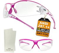 HTS HUNTERSKY Anti Fog Clear Shooting Safety Glasses for Ladies U6 UV Protection Flexible Lightweight Wrap Around with ANSI Z87.1 Pink Frame Scratch Resist