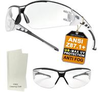HTS HUNTERSKY E9532 Super Flexible Lightweight Anti Fog Wrap-Around U6 Clear Shooting Safety Glasses with ANSI Z87.1 Scratch Resist