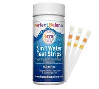 HTS Perfect Balance Hot Tub 3 Way Test Strips, 150 Strips Pool and Spa Test for pH,Total Alkalinity,Free Chlorine and Bromine, Accurate 3 in 1 Pool Water Testing Strips