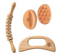 HTT GLOBAL 3pcs Wood Therapy Massage Tools for Body Contouring & Shaping, Maderotherapy Kit with Lymphatic Drainage Massager, Wooden Body Sculpting Tools, Pain Relief Wooden Massage Roller