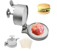 HTT Global Burger Press with 100 Wax Discs, Aluminium Hamburger Smasher, Manual Burger Maker with Handle, Adjustable Spring Smash Burger Press for Hamburgers, Beef, Chicken