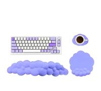 HTT GLOBAL Cloud Wrist Rest Set with Mouse Mat & Cup Coaster - Purple Keyboard Wrist Rest Palm Rest for Pain Relief - Soft Non-Slip Arm Rest for Desk - Ergonomic Desk Wrist Support for Office (3Pcs)
