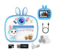 HTT GLOBAL Kids Camera Instant Print 1080P Children Cameras with 32GB Card & 3 Rolls Photo Paper, camera for kids Birthday Gifts Childrens Selfie Toys for Boys& Girls Age 3-12,Blue