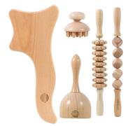 HTT GLOBAL Wood Therapy Massage Tools for Body Contouring & Shaping, Maderotherapy Kit with Lymphatic Drainage Massager, Wooden Body Sculpting Tools, Pain Relief Wooden Massage Roller (5Pcs)