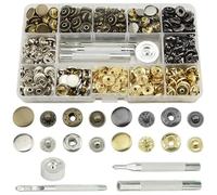 HTTDSLF 120Pcs SSnap Fasteners Press Studs, SSnap Buttons, Press Studs Snap Fasteners Snap Button Fastener Kit, Snap-Fasteners No Sewing, for Fabric Clothing, Bags, DIY