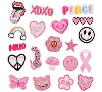 HTTDSLF 20 Pcs Iron on Patches, Embroidered Applique Patches Stickers, DIY Sew Applique Patch, Fabric Repair Patches, for Kids Clothes Jeans Jackets Hats Shoes Backpacks