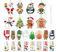 HTTDSLF 24 Pack Christmas Craft Set for Kid, Christmas Arts and Crafts, Christmas Foam Stickers, DIY with Snowman Penguin Santa Claus Elf Gingerbread Man Elk Pattern