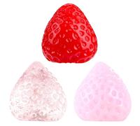 HTTDSLF 3 Pieces Taba Squishy Kit, Realistic Strawberry and Fruit Shape Stress Reliever, Fufu Squishy, Stress Relief Squeeze Toys Strawberry