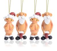 HTTDSLF 4-Piece Set 5CM Christmas Funny Naughty Santa Hanging Pendant for Home Party Decorations,Stocking Cap Santa Ornament Naked Santa Decorative Xmas Decor Ornaments Party Gifts (4 PACK,5CM)