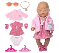 HTTDSLF Doll Clothes for 14-18 Inches 35-45cm Baby Doll, 8-packs New Doll Clothes Outfits, Dress Coat Socks Glasses Necklace Underwear with 2 Coat hanger, New Born Baby Dolls Girls Birthday, No Doll