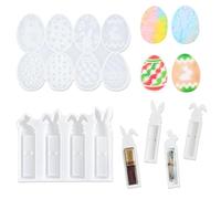 HTTDSLF Easter Silicone Moulds, Pack of 2 Easter Bunny Silicone Moulds, Easter Egg Moulds, Rabbit Candle Moulds for Candle Making, for DIY Candles, Plaster, Crafts, Easter Decoration